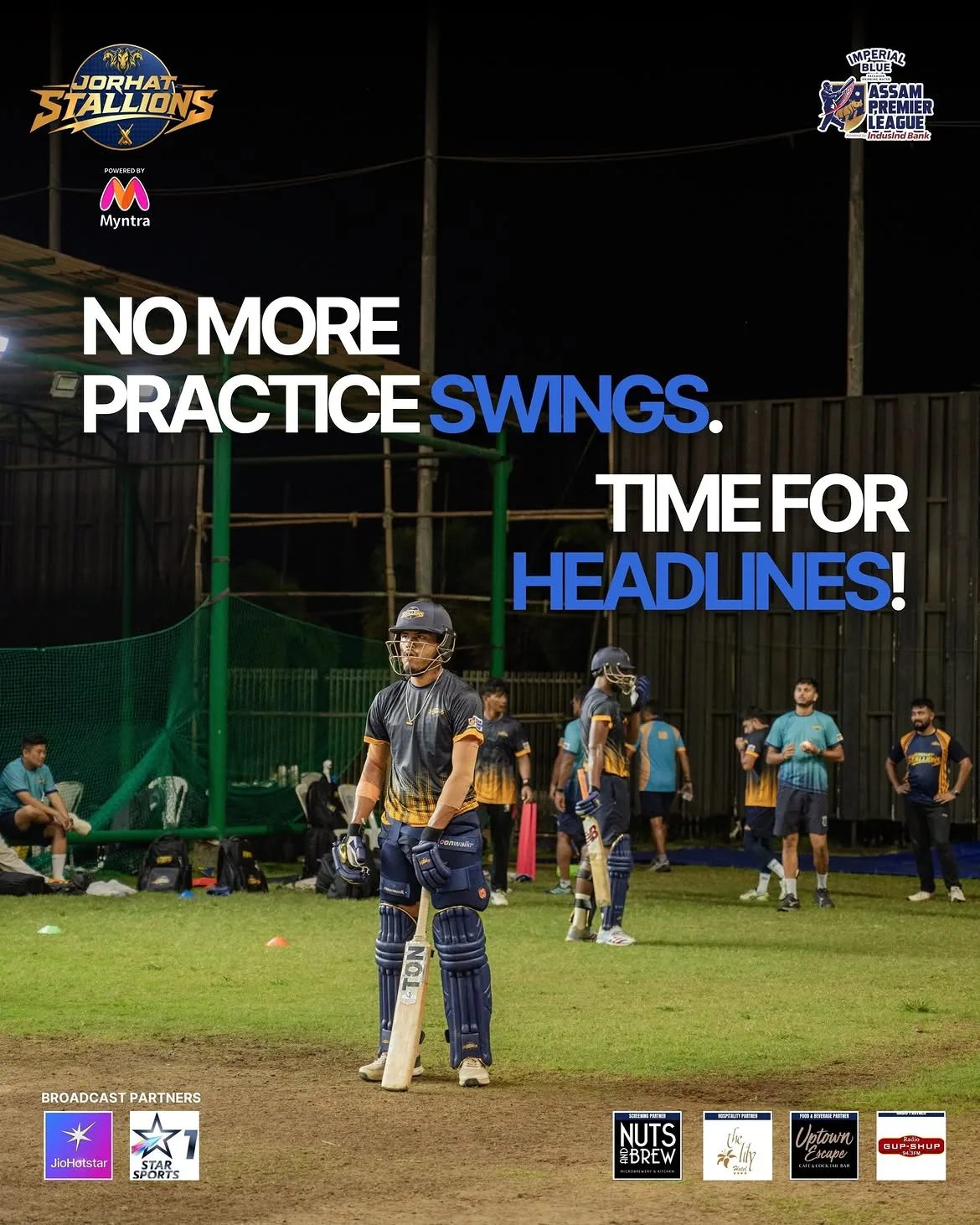 Campaign key art — No more practice swings. Time for headlines!