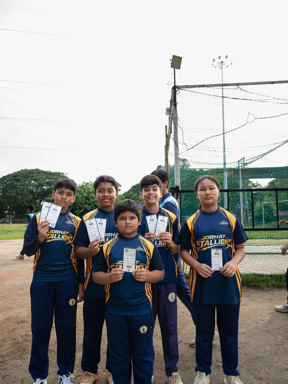 Junior squad lined up with their match tickets