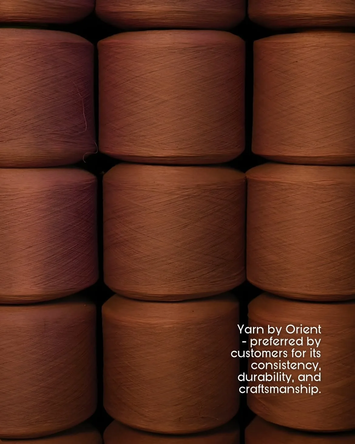 Rows of brown yarn cones